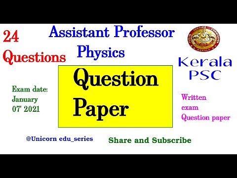 Assistant Professor -PHYSICS -Kerala PSC-2021- Questions (descriptive/Written Test)