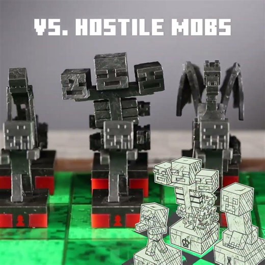 [001] Minecraft Chess Set – Overworld Heroes vs Hostile Mobs #minecraft #chessshorts #chess