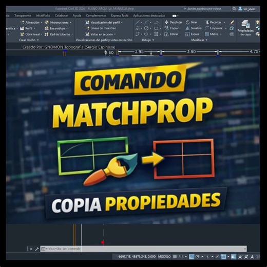 ¿Cansado de copiar color, capa y tipo de línea uno por uno? 😤 Con MATCHPROP puedes copiar todas las propiedades en segundos. Es un comando simple, pero te ahorra muchísimo tiempo en planos grandes. 🎥 En YouTube explico AutoCAD desde lo básico hasta lo avanzado, con ejemplos reales. 👉 https://youtube.com/@videosresumidosautocadcivi4890 #AutoCAD #MATCHPROP #Productividad #Topografia #Planos