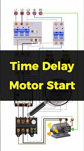 Time Delay Motor Start Control Circuit | Timer Relay Delayed Motor Start Control #electrician