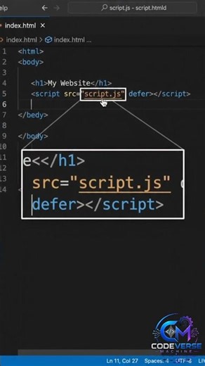 JavaScript Where To? 🚀 | How to Add JavaScript to HTML | JavaScript Tutorial for Beginners #Shorts
