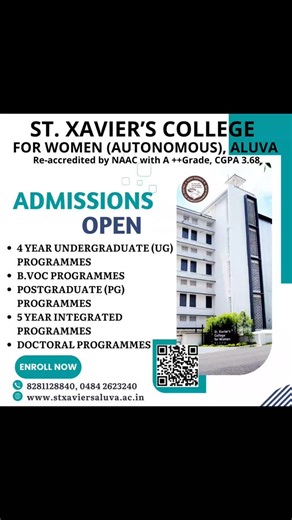 Admissions Open for 2025-26 #stxavierscollegeforwomenaluva #sxcaluva #stxaviersaluva #womenscollege #ernakulam #aluva #womenpower | St.Xavier's College for Women, Aluva