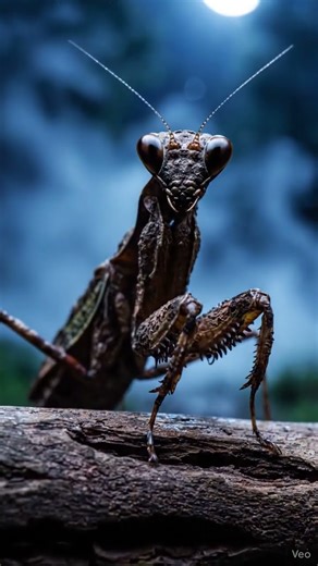 The Stick Mantis: A Living Twig in the Moonlight (Ethereal 4K Macro) #viral #wildlife #birds#nature