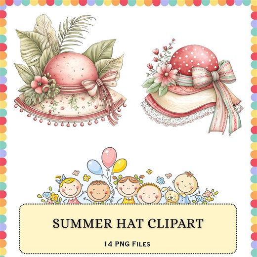 Summer Hat PNG Bundle | Floral Vintage Beach Style | Cottagecore Sublimation Design Pack - Etsy