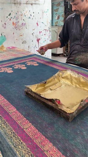 Hand Block Printing Magic * Fabric Transform! #Shorts #YouTubeShorts #BlockPrint #Satisfying