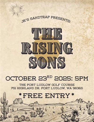 Pt. Ludlow! We will be in town this Thursday night @jrs_sand_trap , located at the beautiful Pt. Ludlow Golf Course. 5-7pm / Free Entry. Hope to see y’all there! | The Rising Sons | Facebook