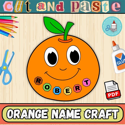 Modèle de création de nom orange | Tableau d'affichage pour la rentrée scolaire | Couper et coller (PDF) - Etsy France