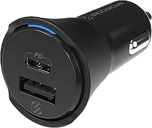Scosche CPDCA32 PowerVolt 32Watt Certified USB Type-C & USB Type-A Fast Car Charger with Power Delivery 3.0 for All USB-C and USB-A Devices