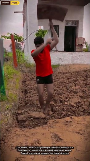 Manual Foundation Digging Process | Hard Ground Excavation Work