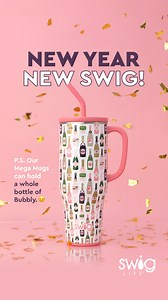 Ring in the new year with NEW Bubbly drinkware in hand! P.S. Our Mega Mugs can hold a whole bottle of champagne. 🥂😉 | Swig Life