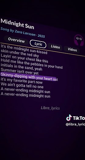 Midnight Sun — Zara Larsson Lyrics Video (Dance Edit)