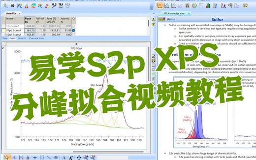 「共享科研」XPS分峰拟合视频教学-硫 S2p XPS分析基础+数据处理实操