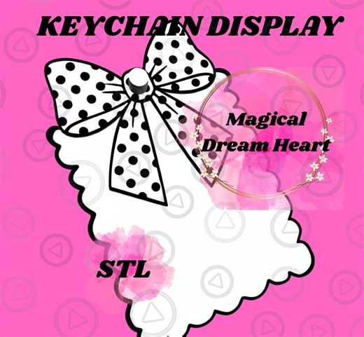 Scalloped Keychain Display Stand With Two Display Holders Polka Dot Bow | Boutique Keychain Holder | - Etsy