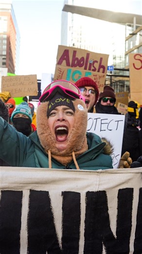 Today's protest in downtown Minneapolis against ICE after the shooting and murder of Alex Pretti yestarday by a Border Patrol agent on Nicolette Ave. | Humanizing Through Story