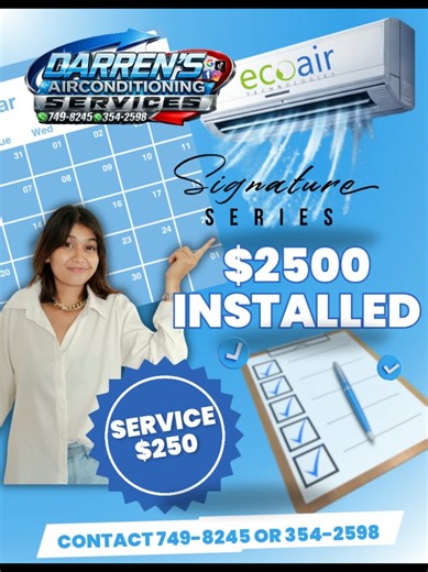 ❄️✨ Upgrade Your Comfort with EcoAir Signature Series! ✨❄️ Starting from $2500 ✅ FREE Installation Bring home reliable cooling with eco-friendly, energy-efficient technology designed for long-lasting performance. 🌿 Why Choose EcoAir Signature Series? ✔️ Energy efficient – save on electricity bills ✔️ Eco-friendly refrigerant ✔️ Gold Fin Technology – protects against rust & corrosion ✔️ Strong cooling performance ✔️ Durable, high-quality build for your home ✔️ Cleaner, healthier indoor air Perfe