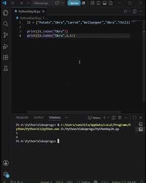 Python List Tricks: index() and count() Explained 🚀 #coding #programming #techshorts #learn #shorts