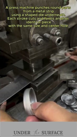 Metal Punch Press Making Round Parts in Seconds #metalworking #manufacturing