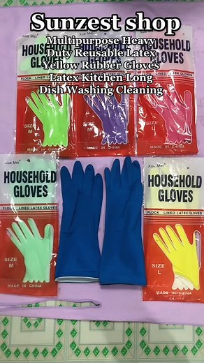 Multipurpose Heavy Duty Reusable Latex Yellow Rubber Gloves for Kitchen Cleaning