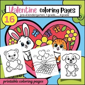 Valentines Day Coloring Pages for Preschool, Kindergarten, and 3 Grade