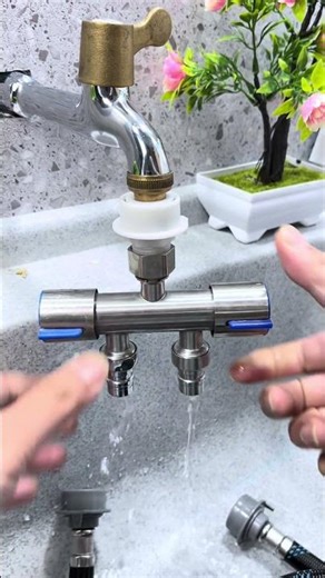 Household stainless steel one-in-two-out dual control angle valve faucet three way diverter