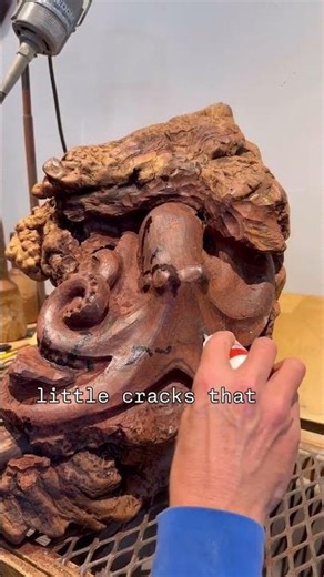 When carving hardwoods, especially burl, there are often microscopic cracks