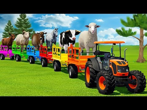 LOAD BUFFALO, SHEEPS, HORSES, COWS, GOATS & TRANSPORT WITH NEW HOLLAND TRACTOR - FS25