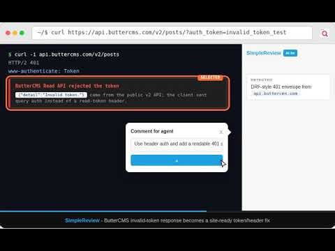 ButterCMS API invalid token to header auth fix
