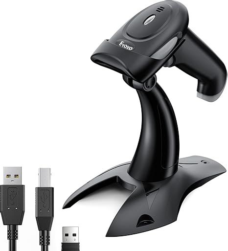 Eyoyo Barcode Scanner 1D 2D QR Handheld, Code Scanner 3 in 1 Verbindungsart Bluetooth 2.4G Wireless USB Kabel, Barcode Leser mit Windows, Android, iOS, Tablets oder Computer(EY-034 Grau mit Ständer)