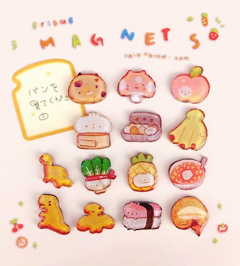 Kawaii Food Fridge Magnets || 1.25" Acrylic Charm Refridgerator Kitchen Magnets - Etsy