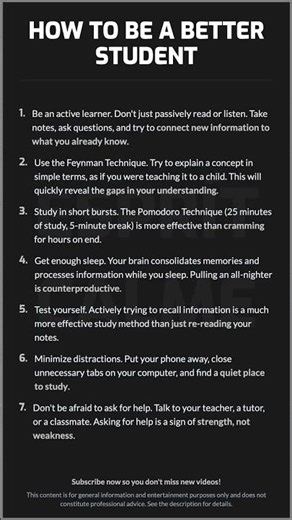 HOW TO BE A BETTER STUDENT\n\nBe an active learner. Don't just passively...
