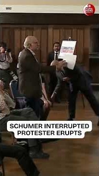 Protester Interrupts Chuck Schumer During Speech on Trump | Tense Confrontation