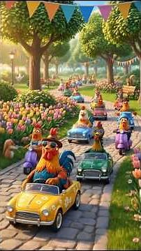 AI Chickens Driving Cars & Dancing 😂🐔 #AIAnimation #AICartoon #shorts