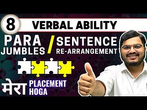 🛑 Lecture 8 - Para Jumbles / Sentence Re-arrangement | Verbal Ability | Mera Placement Hoga |