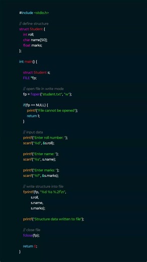 C Program: Write Structure Into File | #clanguage #cprogramming #codingtips