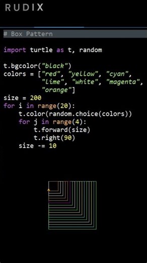Box Pattern using python turtle