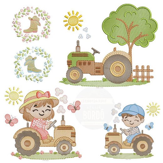 Cowboy Farm Tractor Embroidery Designs – Kids Country Machine Embroidery Patterns - Etsy
