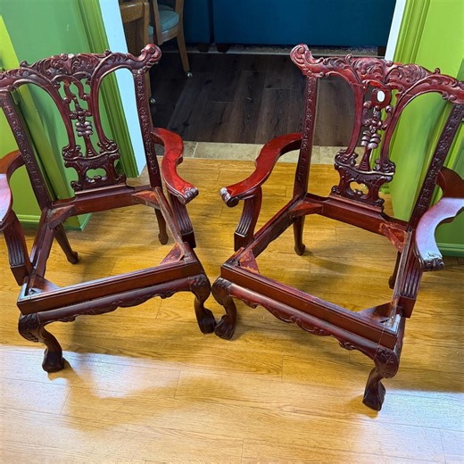Pair of Vintage Chinese Chippendale-style Children's Armchairs - Etsy Canada
