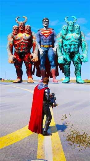 Random Superheroes VS Giant Superman & Giant Titan Brothers #gta #shorts