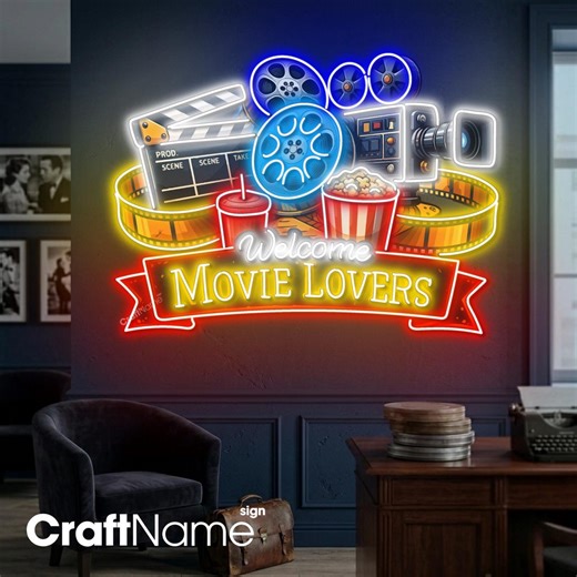 Movie Night Neon Sign, Popcorn Film LED Wall Light for Home Theater or Lounge Decor - Etsy