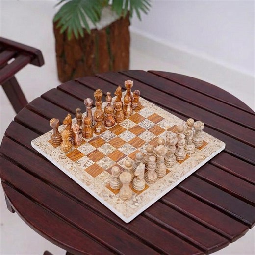 Handmade Marble Chess Set | Black & Onyx Stone Pieces | Modern Home Decor - Etsy