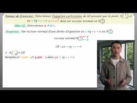 Déterminer une équation cartésienne d'une droite avec le vecteur normal