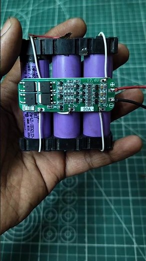 DIY 12V Battery Using 3.7V Lithium Cells & 3S BMS #DIYBattery #12vBattery #Shorts