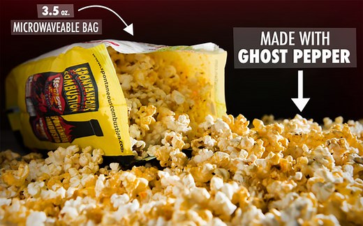 Ghost Pepper Popcorn: Microwavable popcorn flavored with a super-spicy pepper.