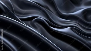 Exploring the smooth texture and flowing patterns of black fabric in a dimly lit environment