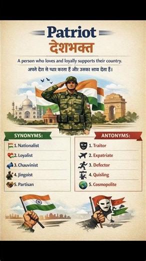 "Patriot शब्द का सही मतलब और उपयोग सीखें"| "Patriot" with clear Hindi explanation | #vocabulary