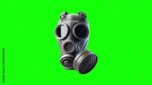 Gas mask green screen animation motion graphic in 4K high resolution.