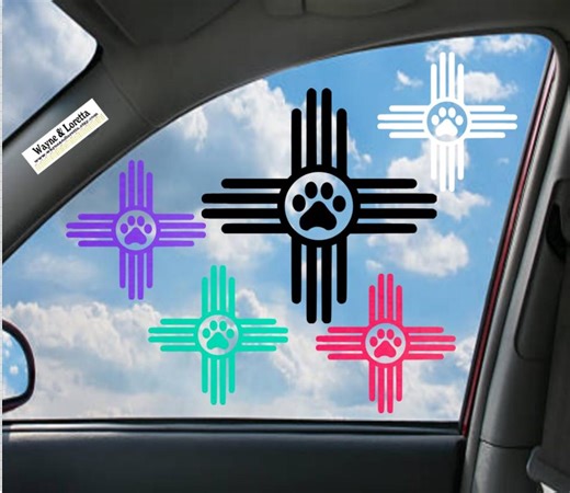 New Mexico Zia With Paw Print Decal, Car Stickers, Choose A Size - Etsy