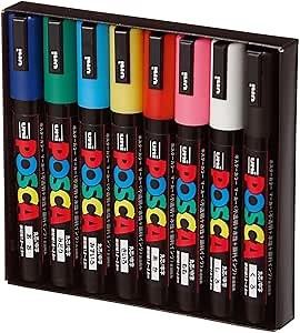 Posca Marker Set of 8 in Assorted Colors, Pens for Art Supplies, School, Rock Art, Fabric, Paint Pen, Art, Posca Markers