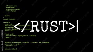 rust text and code running down a computer screen terminal.4K motion animation. Stock Video