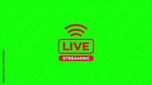 Simple live streaming icon animation. with a green background. 4k resolution.